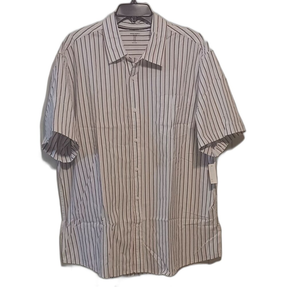 Men's Short-Sleeve Casual Button-Down Shirt - Multi Color Strips 2XL NWT